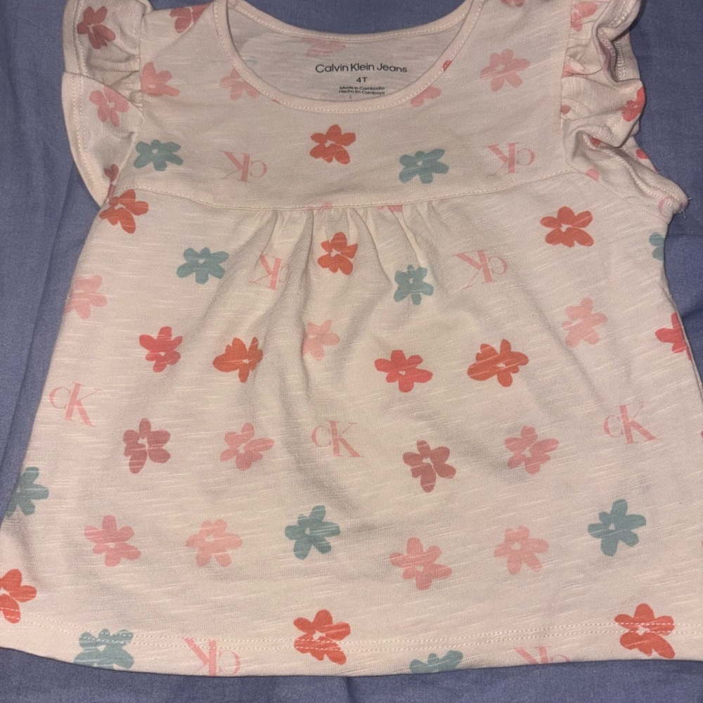 Calvin Klein Jeans‎ Kids Floral Tee - White, Pink, Blue, Orange